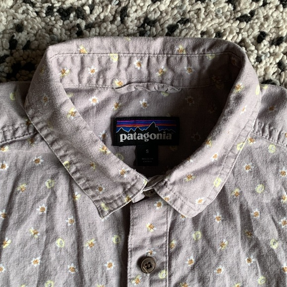 Patagonia Hemp Organic Cotton Blend Daisy Lemon Print Short Sleeve Shirt Small - Picture 7 of 16